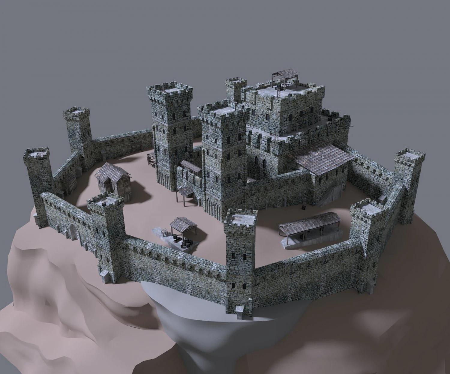 medieval castle 3D Model .c4d .max .obj .3ds .fbx .stl .blend