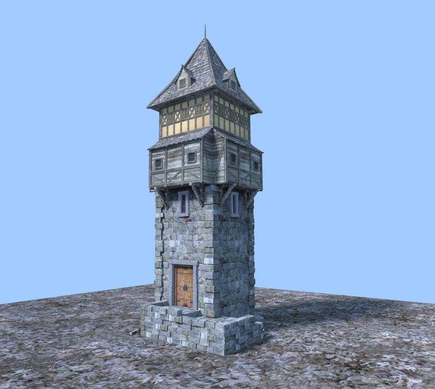 medieval tower 3D Model .c4d .max .obj .3ds .fbx .stl .blend