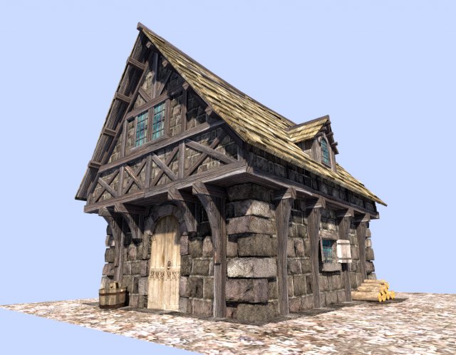 medieval house 3D Модель .c4d .max .obj .3ds .fbx .stl .blend 