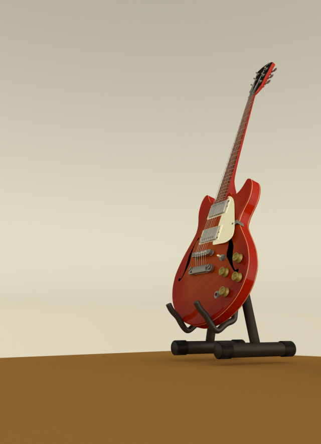 electric guitar wood and red Modello 3D .c4d .max .obj .3ds .fbx .stl .blend 