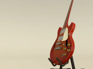 일렉트릭 기타 나무와 빨간색 3D 모델