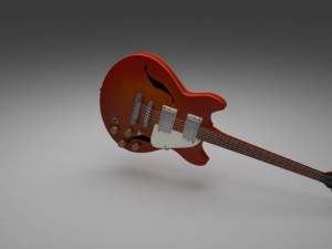 electric guitar wood and red Modello 3D