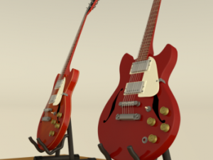 electric guitar wood and red Modello 3D