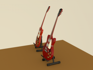 electric guitar wood and red Modello 3D