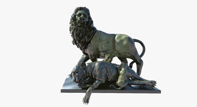statue of lion family 3D Model .c4d .max .obj .3ds .fbx .stl .blend