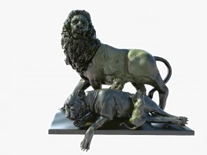 статуя сімейства левів 3D Модель