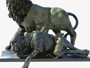 statue of lion family 3D Model