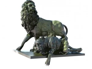 statue of lion family 3D Model