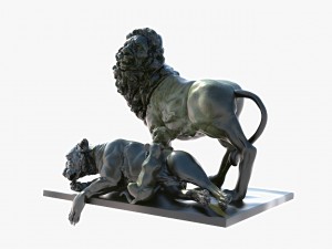 statue of lion family 3D Model