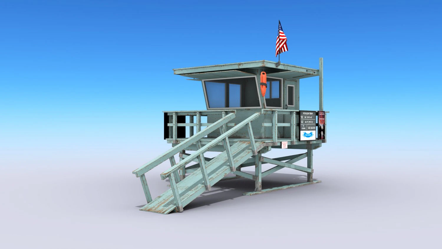 lifeguard station - low poly 3D Model .c4d .max .obj .3ds .fbx .stl .blend