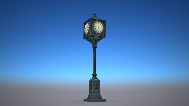 street clock - low poly Modelo 3D .c4d .max .obj .3ds .fbx .stl .blend 