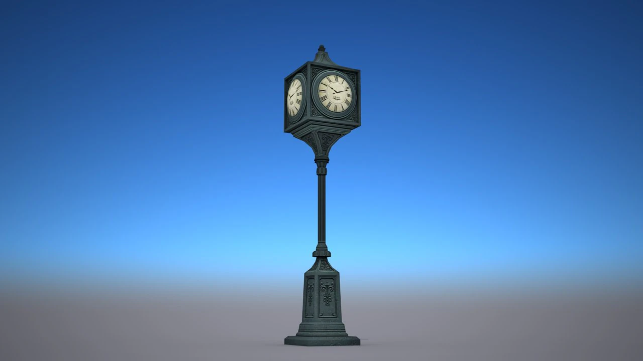 street clock - low poly 3D Model .c4d .max .obj .3ds .fbx .stl .blend 