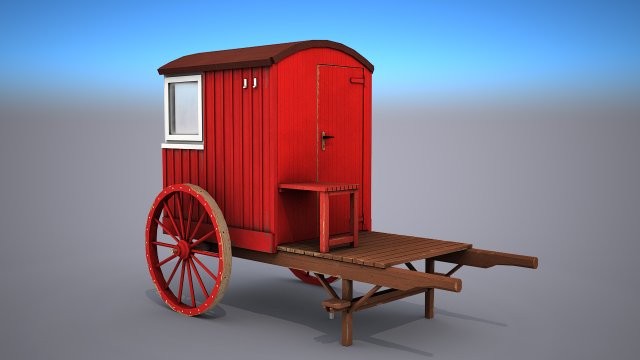 lifeguard station on wheels - low poly 3Dモデル .c4d .max .obj .3ds .fbx .stl .blend 