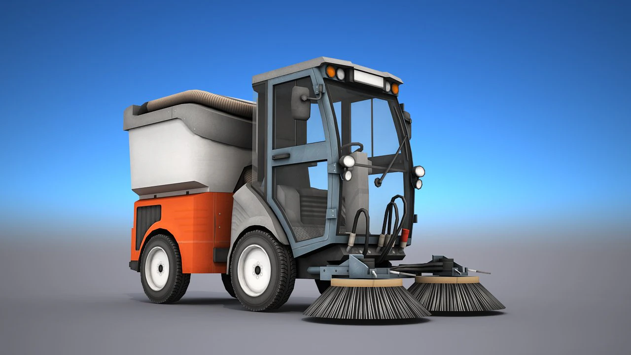 street sweeper - low poly 3D Model .c4d .max .obj .3ds .fbx .stl .blend 