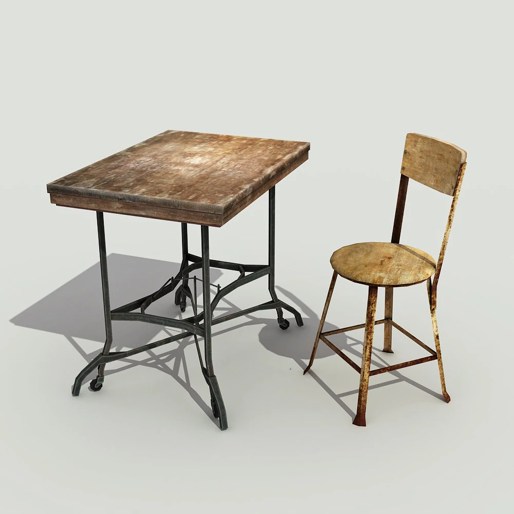 old vintage table set - low poly 3D Model .c4d .max .obj .3ds .fbx .stl .blend