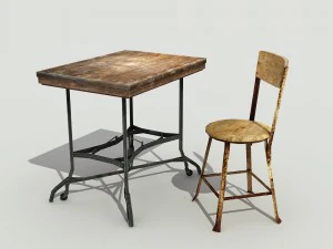 old vintage table set - low poly 3D Model