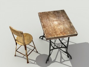 old vintage table set - low poly 3Dモデル
