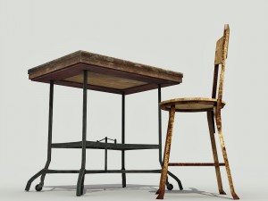 old vintage table set - low poly 3Dモデル