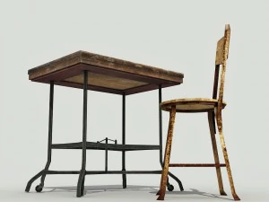 old vintage table set - low poly 3D Model
