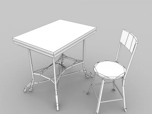 old vintage table set - low poly 3D Model