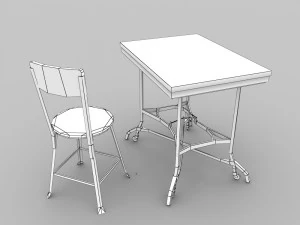 old vintage table set - low poly 3D Model