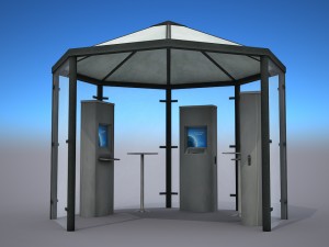 multimedia kiosk - low poly Modelo 3D
