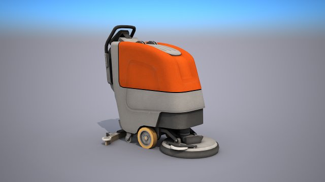 walk behind scrubber drier - low poly Modelo 3D .c4d .max .obj .3ds .fbx .stl .blend 