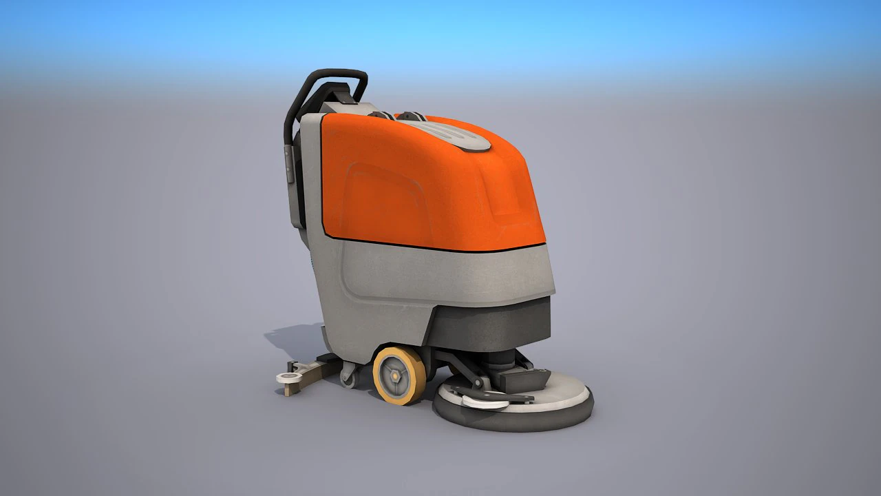 walk behind scrubber drier - low poly 3D Model .c4d .max .obj .3ds .fbx .stl .blend