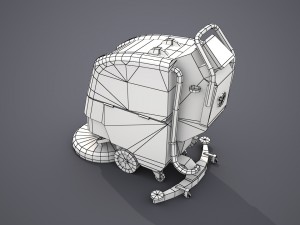 walk behind scrubber drier - low poly Modelo 3D