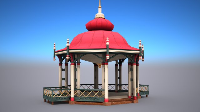 gazebo - low poly 3D Model .c4d .max .obj .3ds .fbx .stl .blend 
