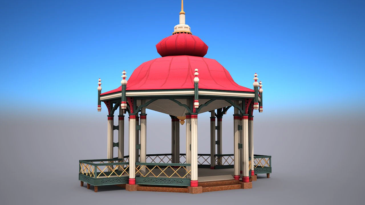 gazebo - low poly 3D Model .c4d .max .obj .3ds .fbx .stl .blend 