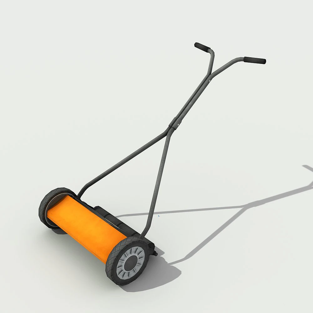 push reel lawn mower - low poly 3D Model .c4d .max .obj .3ds .fbx .stl .blend