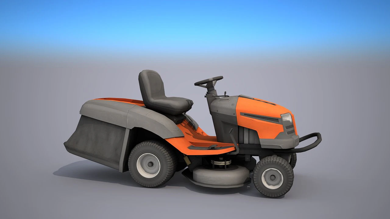 riding lawn mower - low poly 3D Model .c4d .max .obj .3ds .fbx .stl .blend 