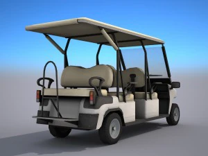 візок для гольфу - низький полі 3D Модель