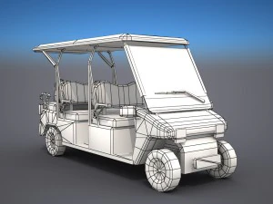 візок для гольфу - низький полі 3D Модель