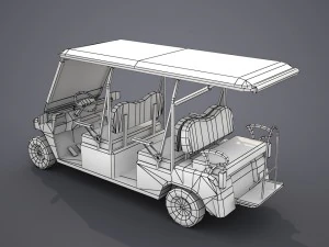 візок для гольфу - низький полі 3D Модель