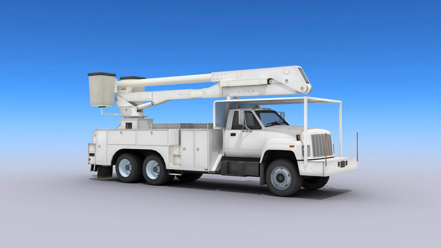 utility bucket truck - low poly 3D Model .c4d .max .obj .3ds .fbx .stl .blend 