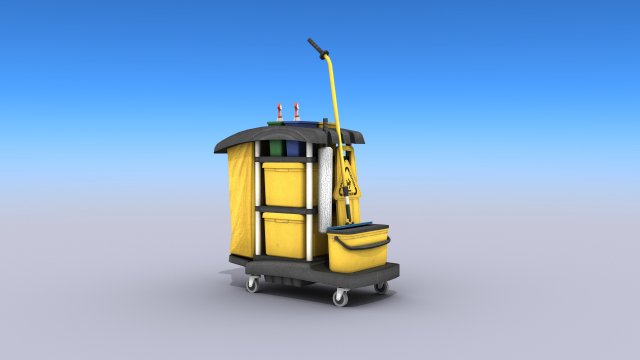 cleaning cart - low poly Modèle 3D .c4d .max .obj .3ds .fbx .stl .blend 