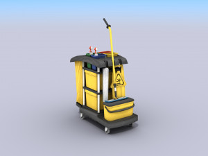 cleaning cart - low poly Modèle 3D