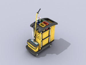 cleaning cart - low poly Modèle 3D