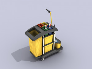 cleaning cart - low poly Modèle 3D