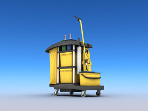 cleaning cart - low poly Modèle 3D