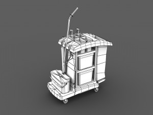 cleaning cart - low poly Modèle 3D