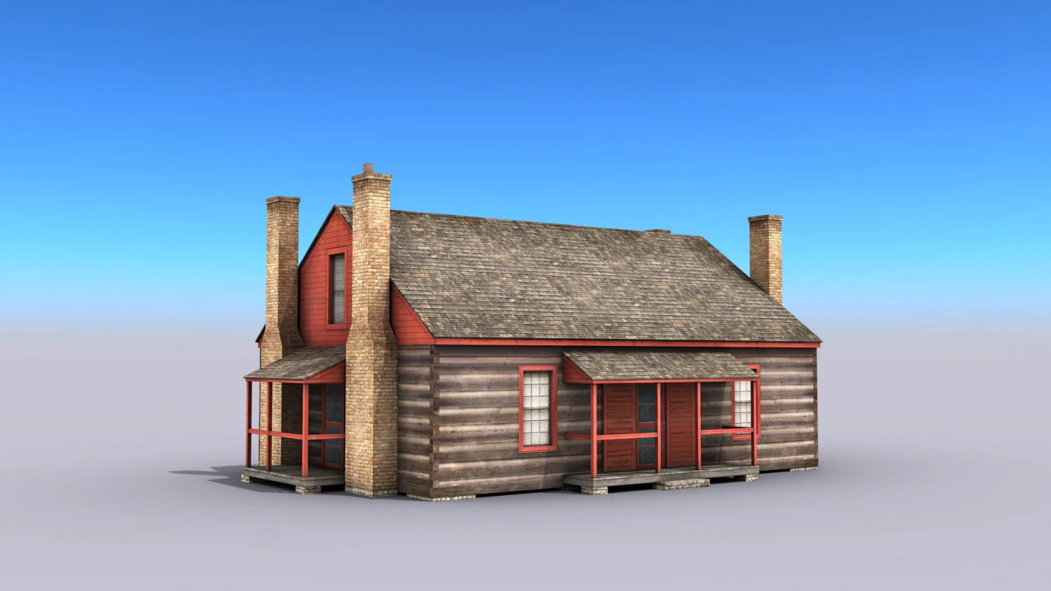wooden house building 3D Model .c4d .max .obj .3ds .fbx .stl .blend