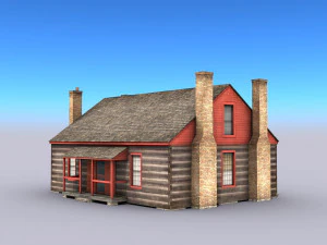 wooden house building 3D Model