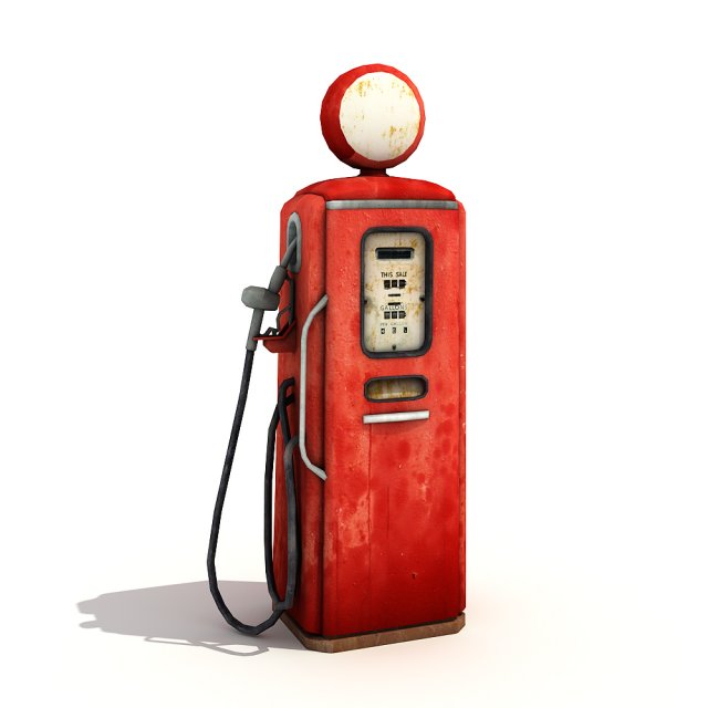 vintage gas pump Bas poly Modele 3D
