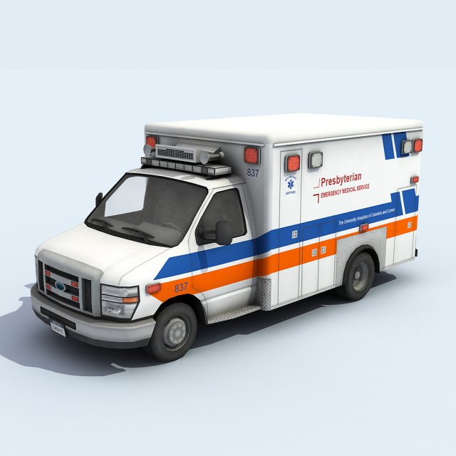 ambulance vehicle 3D 模型 .c4d .max .obj .3ds .fbx .stl .blend 