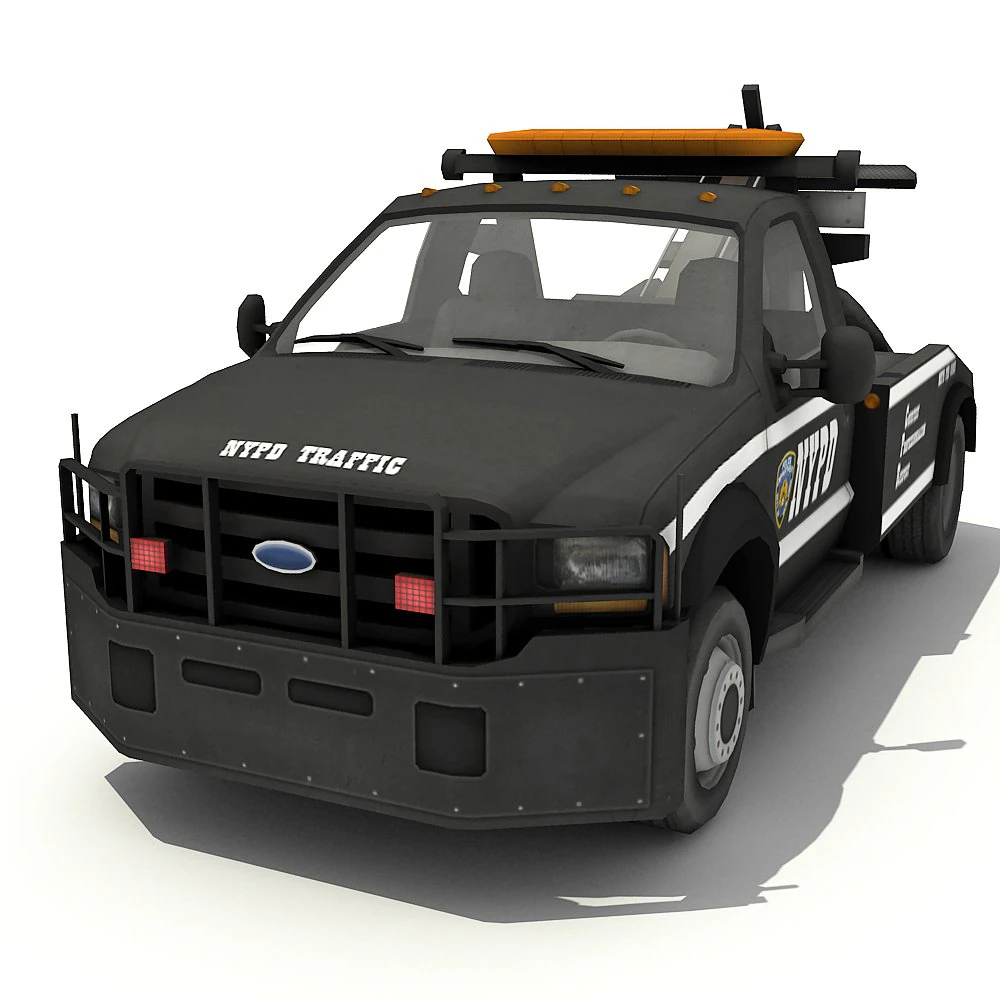 nypd tow truck 3D Model .c4d .max .obj .3ds .fbx .stl .blend