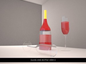 glass and bottle 3D Model