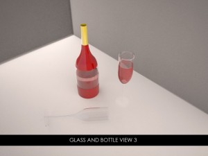 glass and bottle 3D Model